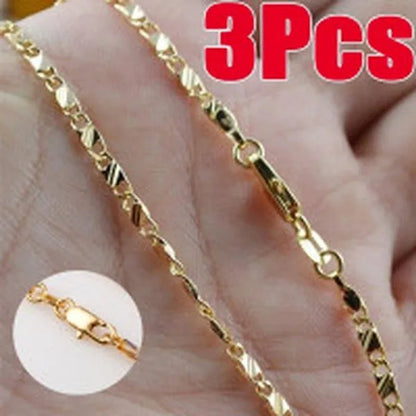 New Fashion Luxury Exquisite Men and Women Fashion Solid  Chain Necklace 2mm Wide and Thin Necklace Bridal Wedding Engagement High Jewelry Size: 16-30 Inches