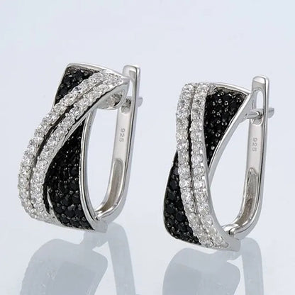 Luxury Fashion Women'S Creative Cross Earrings Infinite Diamond Earrings Black and White Diamond Earrings Infinite Cross Earrings Engagement Earrings Women'S Diamond Jewelry Birthday Anniversary Gift Jewelry