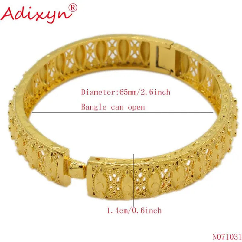 Adixyn Can Open 4Pcs/Lot Gold Color Ethiopian Dubai Africa Bangle Bride Wedding Bracelet Jewelry for Women/Men N071031