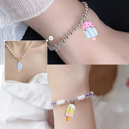 30pcs Random Colorful Ice Cream Pendant Charms, Eco-friendly Resin Ice-Lolly Shape Pendant Charms for Necklace Bracelet Key Chain DIY Jewelry Making Pendants