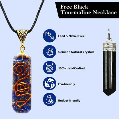 Lapis Lazuli Pipe Pendant, Lapis Lazuli Pendant Necklace Chakra Jewelry for Women & Men, Self-Healing Handmade Lapis Lazuli Crystal Gemstone Necklace for Reiki & Meditation