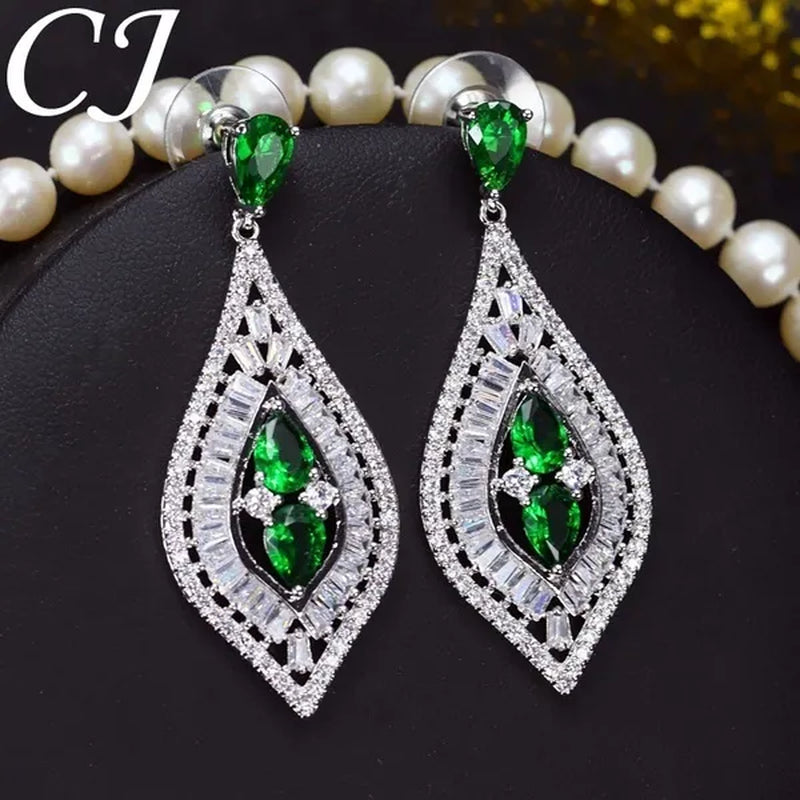 CANDICE Elegant Sterling Silver Plated Hypoallergenic Jewelry Tear Drop Full Micro-inlay Luxury CZ Zirconia Wedding Big Long Dangle Earrings For Bride
