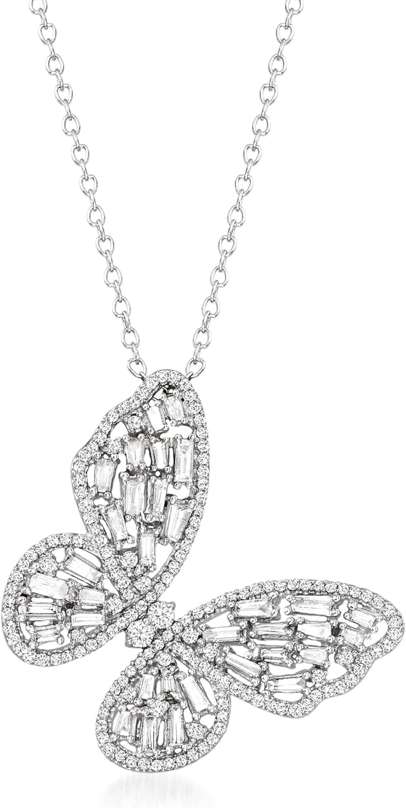 1.00 Ct. T.W. Diamond Butterfly Pendant Necklace in 14Kt White Gold