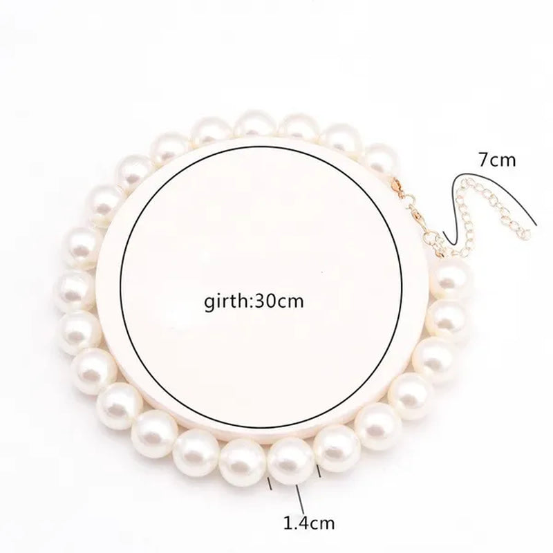 Vintage Pearl Necklace Women's Fashion Summer White Pearl Necklace Elegant Wedding Jewelry Personality Simple Fashion Clavicle Chain