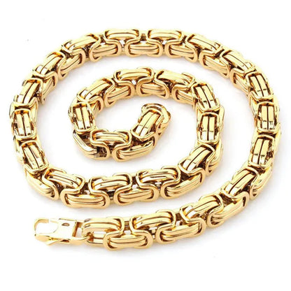 7-40" 12/15Mm Mens Womens Silver/Gold Stainless Steel Necklaces Byzantine Chain Curb Cuban Bracelet Necklace