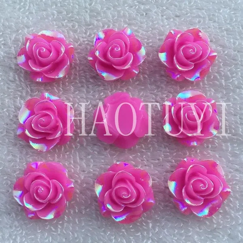 60pcs 10mm New fashion style Flower Rhinestone AB Resin Flatback handsewing gem stones crystal