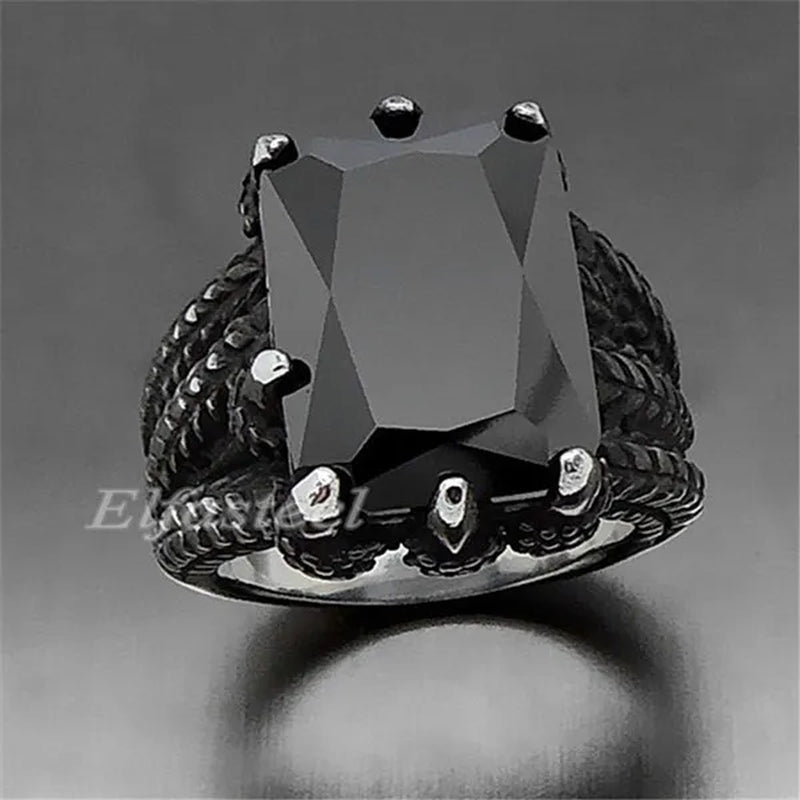 MEN'S BOY"S Dragon Claw Sapphire Ruby Blue CZ 316L Silver Stainless Steel Biker Ring US Size 8 To15
