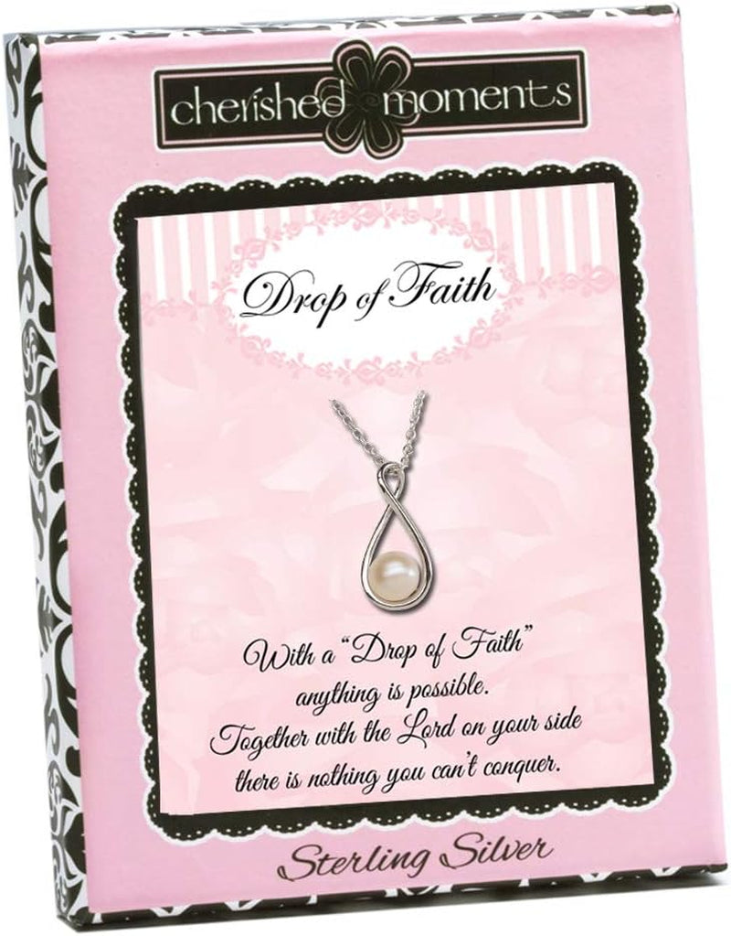 Sterling Silver "Drop of Faith" Necklace with 6Mm Cultured Pearl (18 Inch)