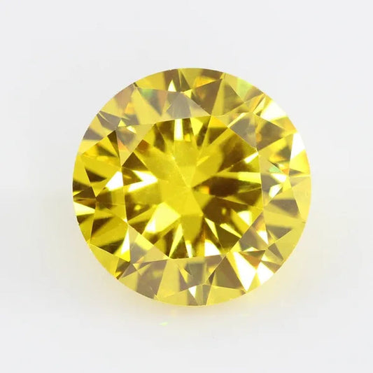 Golden Cubic Zirconia round Shape Brilliant Cut Loose CZ Stone Synthetic Gems for Jewelry