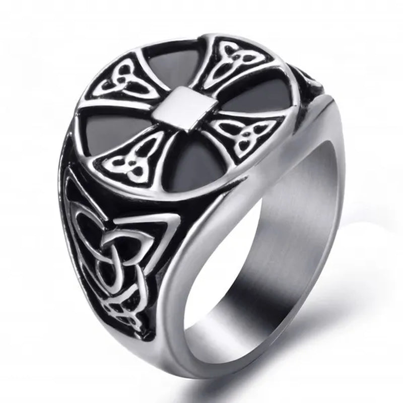 Ring For Men Celtic Cross Pattern Knot Viking Thor Scandinavian Stainless Steel Size 7-14