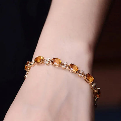 Romantic 18k Golden Plated Copper Setting Heart Shape Citrine  Jewelry Set Love Shape Pendant Necklace Heart Micro Inlaid Cubic Zirconia Stud Earrings Butterfly Open-End Ring Flower Bracelets for Women Gifts