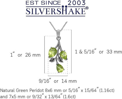 Pear Shape Birthstone Gemstone Antique Finishing 925 Sterling Silver Leaf Vintage Inspired Pendant with 18 Inch Chain Necklace Jewelry for Women