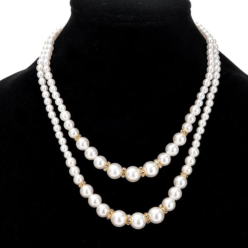Fashion Double Layer Ladies Pearl Necklace Sister Companion Surprise Gift Ladies Necklace Pendant Temperament Diamond Jewelry Accessories Birthday Luxury Anniversary Gift