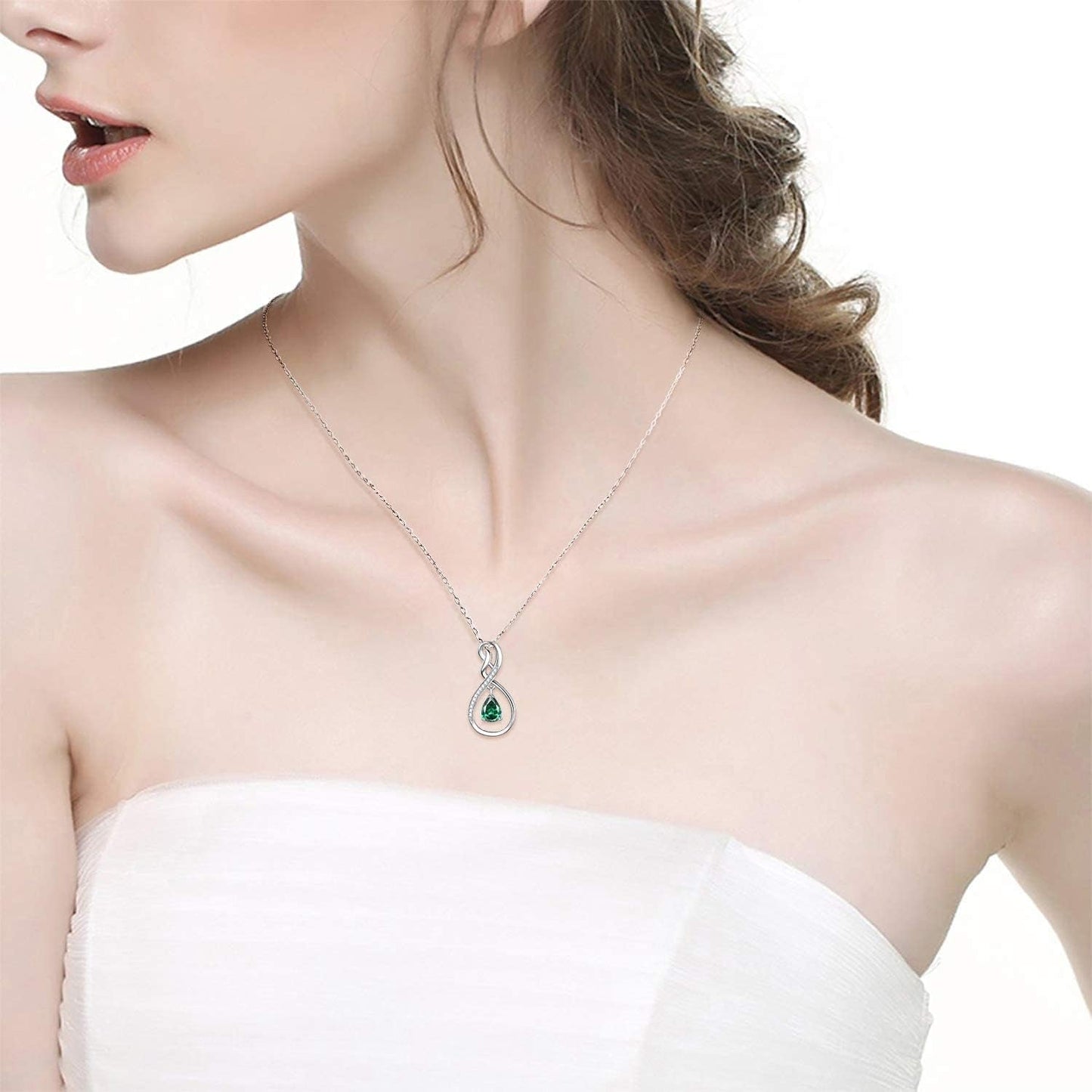 Birthday Gifts Wife Mom Forever Love Infinity Necklace for Women 925 Sterling Silver June July Birthstones Pearl Purple Alexandrite Ruby Jewelry Gifts for Her