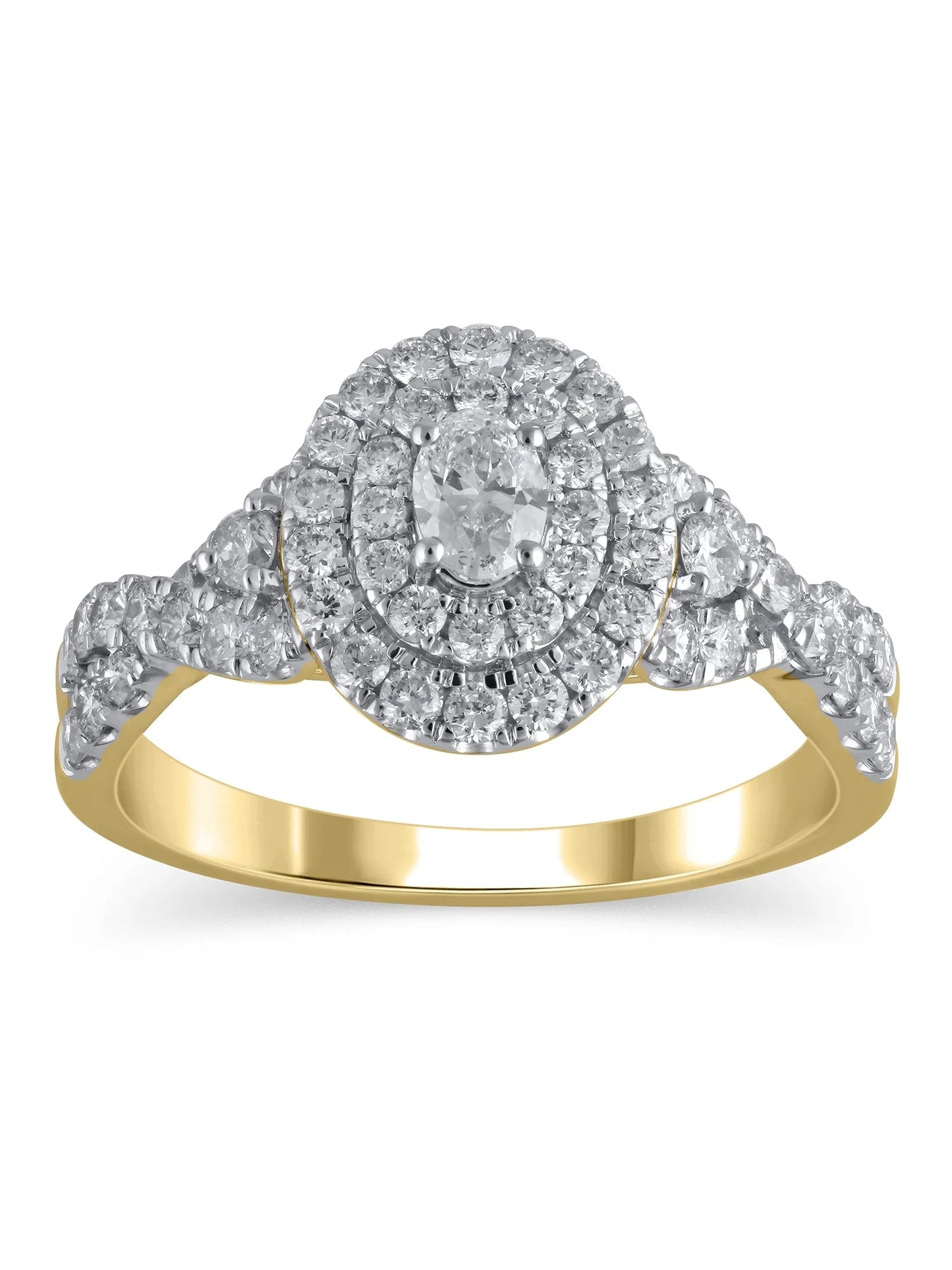 1 Carat T.W. (I2 Clarity, H-I Color)  Oval Cut Diamond Engagement Ring in 10Kt Yellow Gold, Size 7