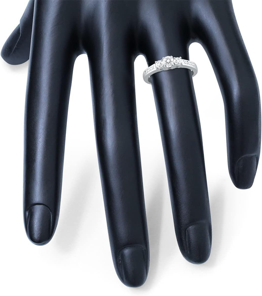 Diamond Three Stone Ring Available in 10K White Gold (1/2Ctw - 1 1/2Ctw)