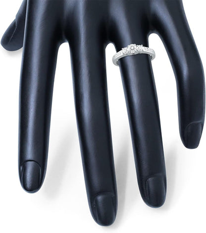 Diamond Three Stone Ring Available in 10K White Gold (1/2Ctw - 1 1/2Ctw)