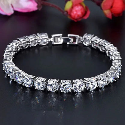 Gloriya Perfect 0.5 Carat Round Cut Mystic Rainbow Crystal Silver Plated Fashion Ladies Tennis Bracelet For Women Jewelry