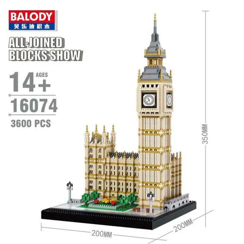 World Architecture Building Blocks Set Landmarks Diamond Blocks Toys (Height 20-40Cm) Saint Basil'S Cathedral, Big Ben, Taj Mahal, White House, Louvre Museum, Arc De Triomphe, London Bridge