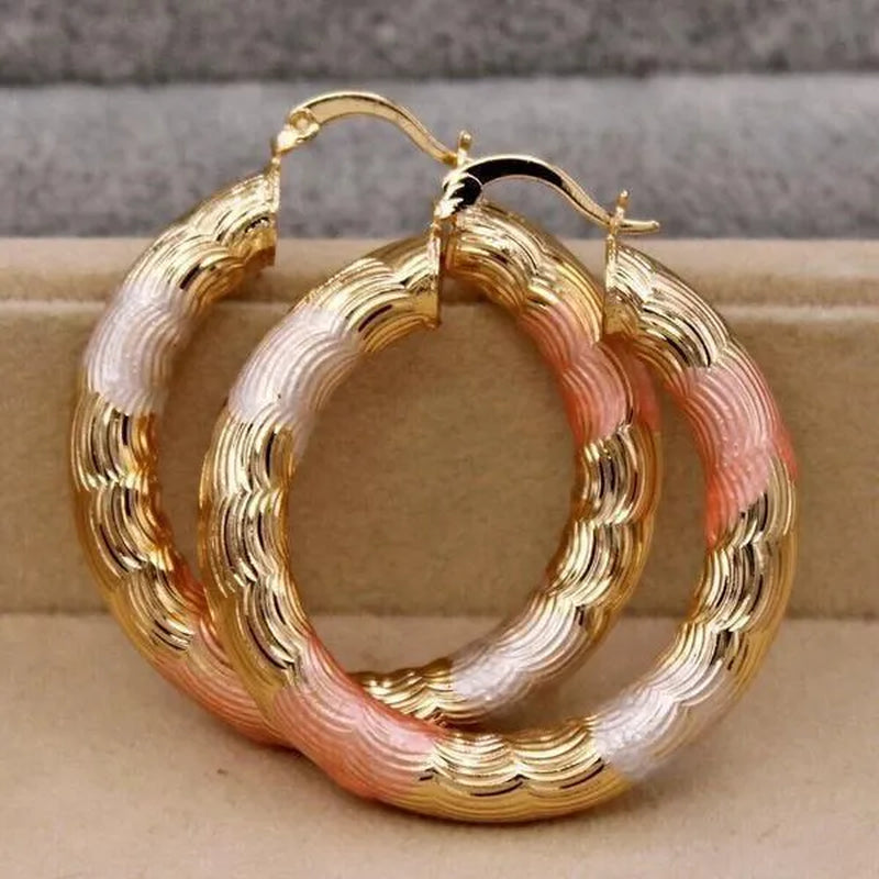 Vintage Geometric Hoop Earrings Gold Plated Earrings for Women round Earrings Personality Spiral Stud Earrings Bride Wedding Engagement Anniversary Gift Jewelry