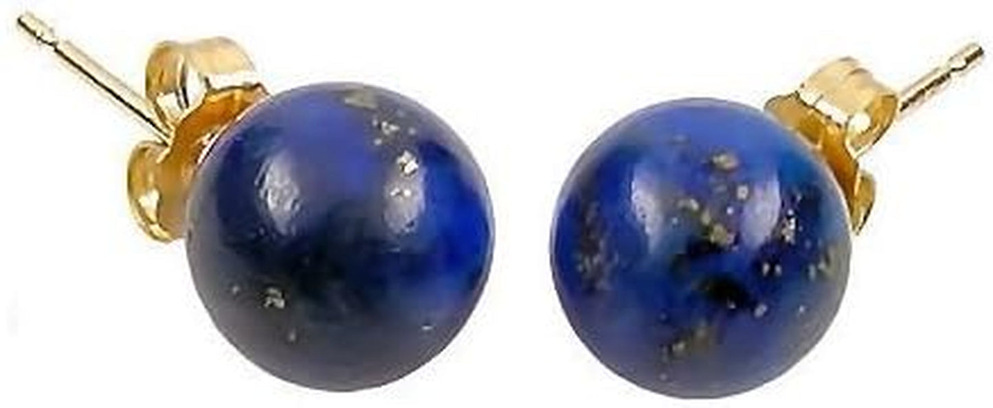 Trustmark 14K Yellow Gold 8Mm Natural Blue Lapis Lazuli Ball Stud Post Earrings