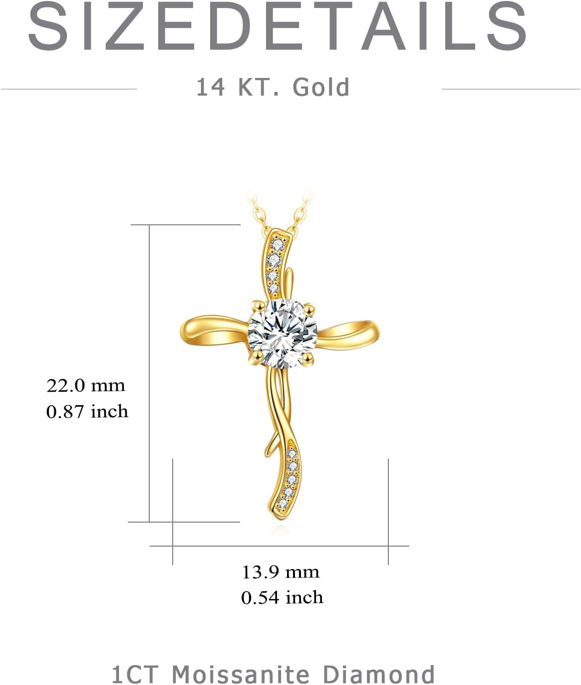 14K Yellow Gold Cross Necklace for Women, 14K Gold Infinity Cross Pendant Necklace Crufix Baptism Faith Jewelry Birthday Mothers Day Gifts for Mom Her Girlfriend Wife, 16+2 Inch