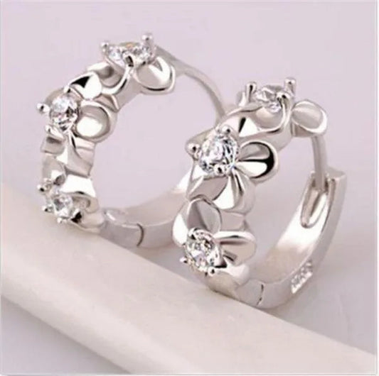 1Pair Women'S Jewelry Colorful Amethyst Ruby 925 Silver Plated Hoop Earrings (Choice Style for Corresponding Picture)