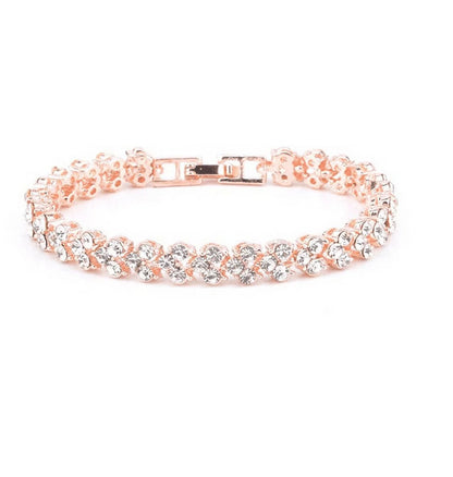 Women Fashion Gold Silver Crystal Diamond Cuff Bracelet Bangle Chain Jewelry