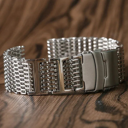 20/22/24mm Silver Stainless Steel Bracelet Shark Mesh Watch Band Men Wrist Strap Bracelet