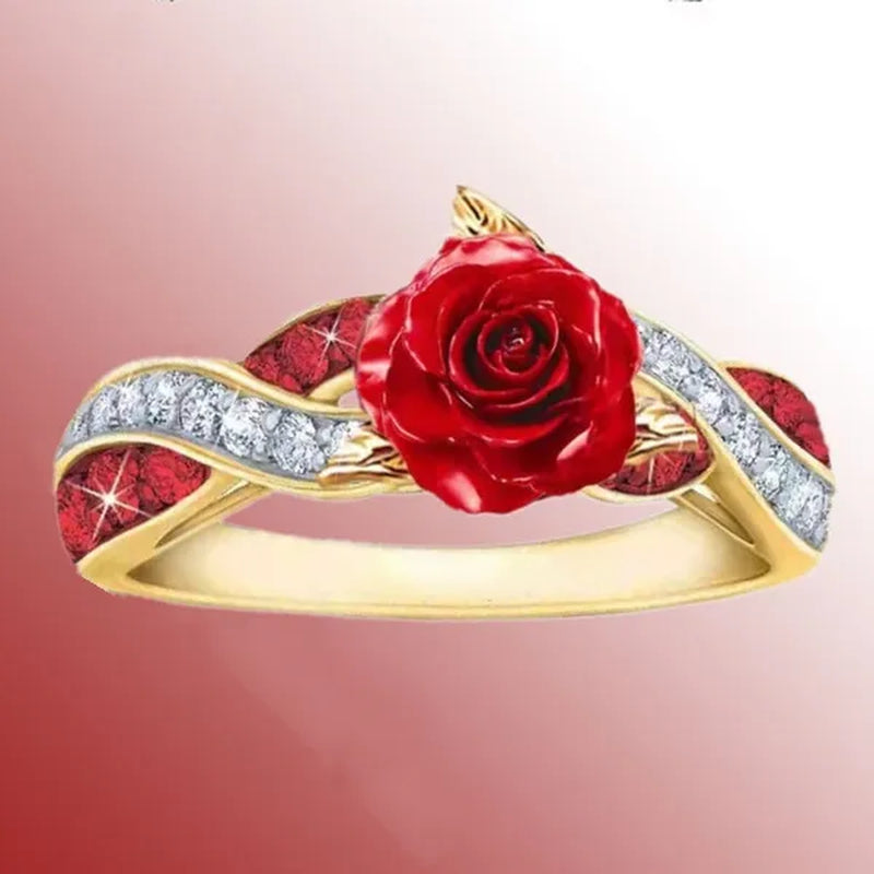 Elegant Fashion Women's Creative Rose Ring Infinite Ring Cross Ring Luxury Couple Diamond Jewelry Engagement Rings for Women Bridal Anniversary Gift Romantic Valentine's Day Size 5-11
