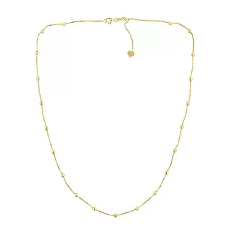 14K Yellow Gold Station Bead Necklace