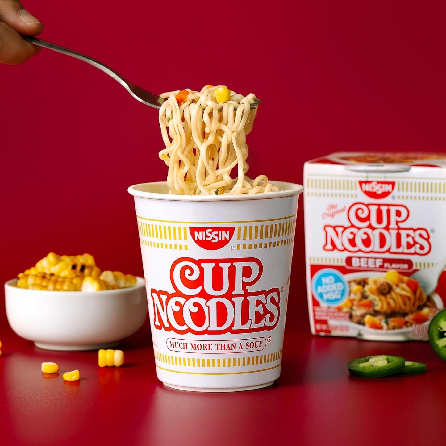 Cup Noodles Soup, Beef Flavor, Microwaveable Paper Cups, Instant Ramen, 2.25 Ounce (Pack of 12)
