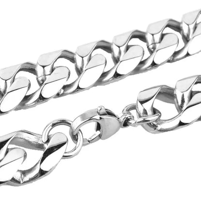 Charm Mens Stainless Steel Bracelet Necklace Silver/Gold Curb Cuban Link Chain 8"-40"