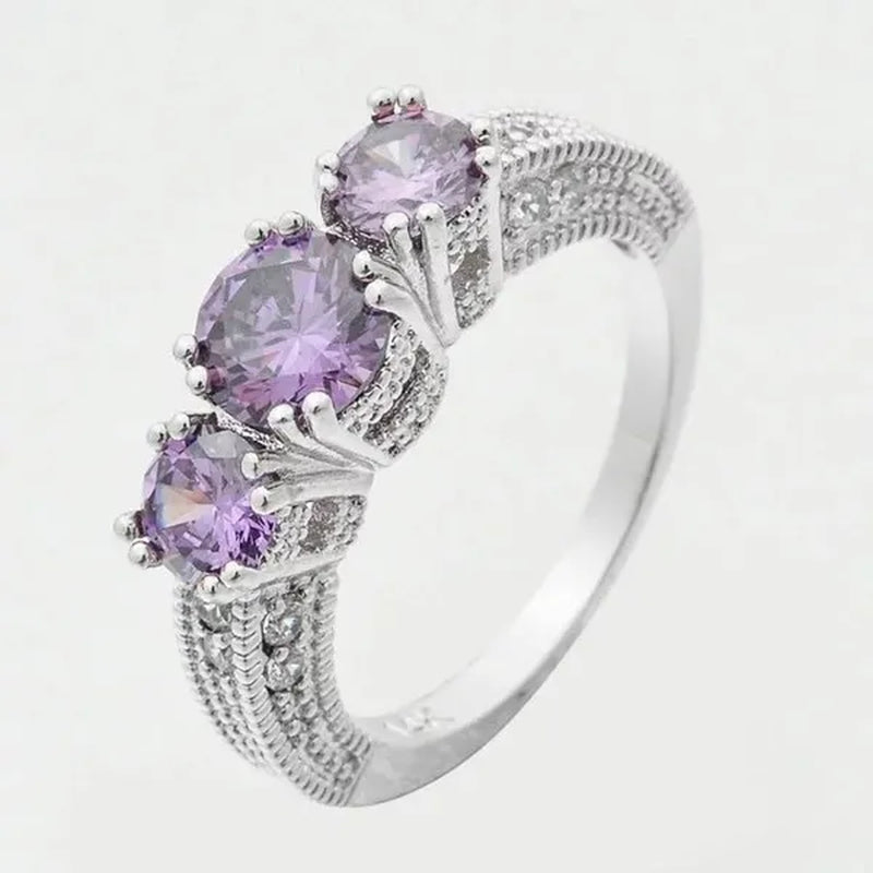 Natural 2.66CT Alexandrite Diamond 14K White Gold Ring Size 6-10