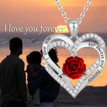 Elegant Fashion Creative Love Rose Necklace Crystal Diamond Rose Pendant Symbolizing Love Women's Necklace Wedding Engagement Wedding Necklace Jewelry Birthday Party Anniversary Gift