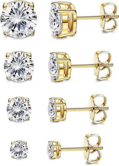 Sterling Silver Zirconia Earrings Women'S round Cut CZ Earrings Set anti Allergic