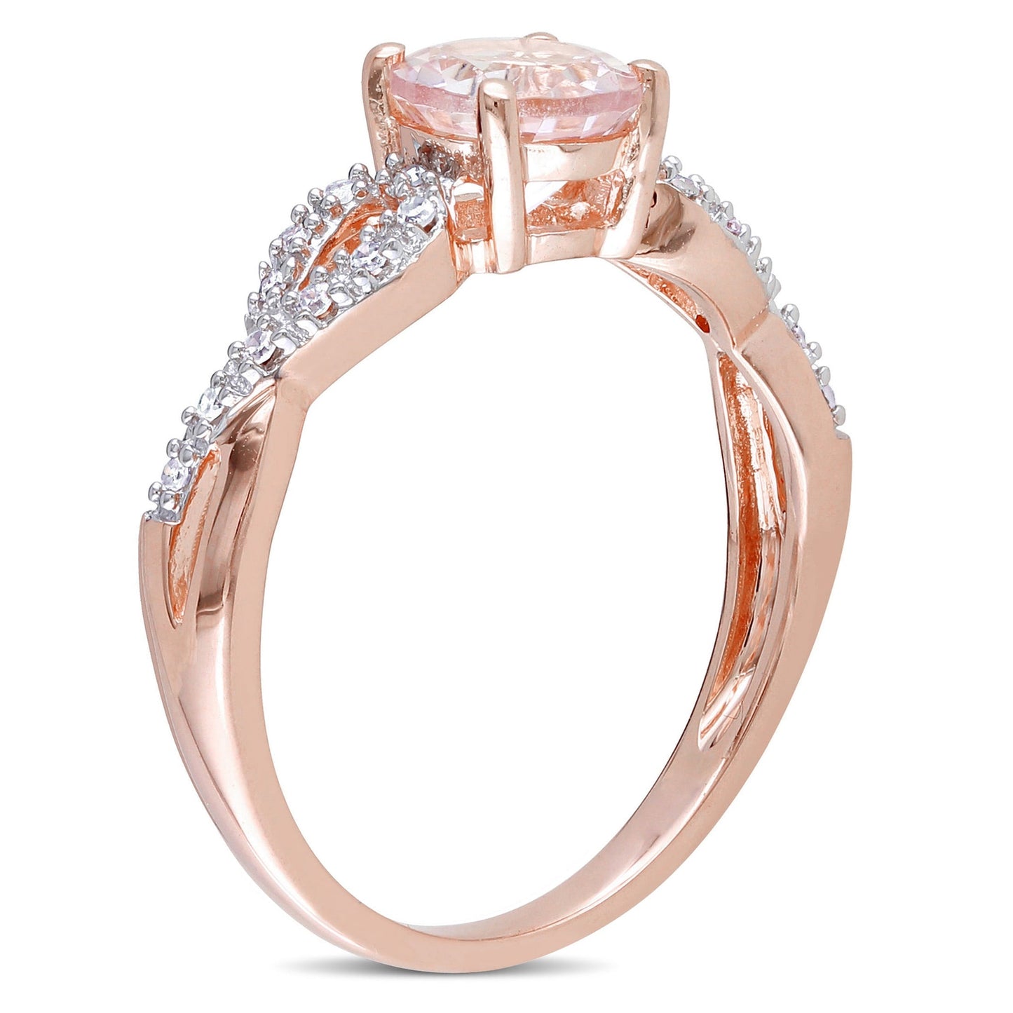 Women'S 1 CT Morganite & 1/10 CT T.W. Diamond 10Kt Rose Gold Infinity Engagement Ring
