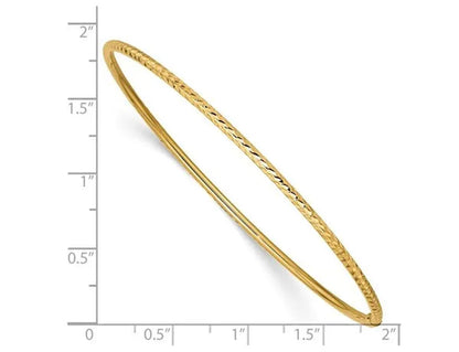 Diamond Cut 2mm Slip On Bangle in 14K Yellow Gold