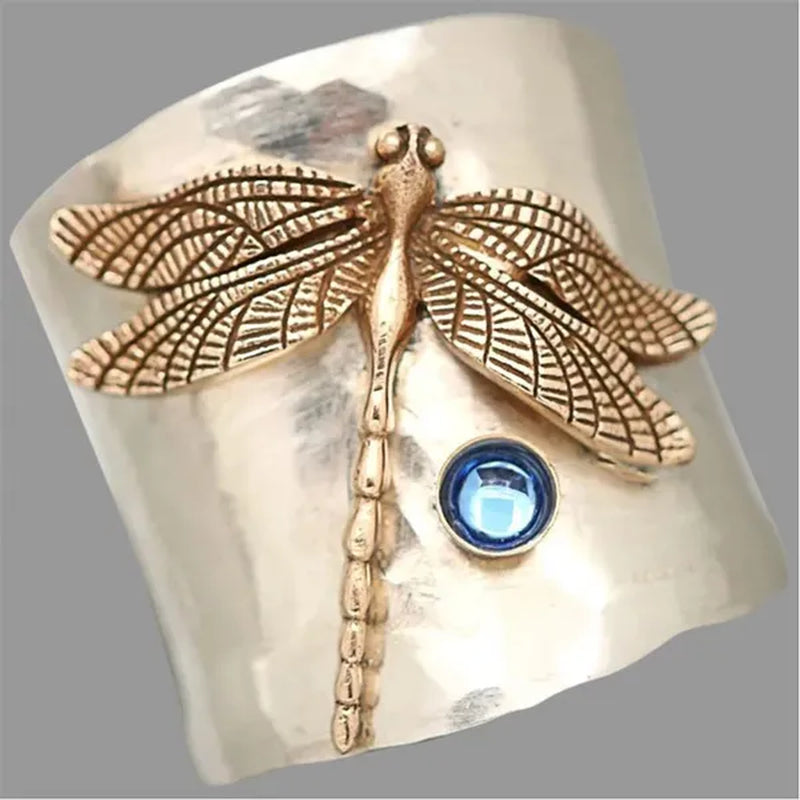 Unique Steam Punk Jewelry with a Victorian Style Twist Ring Dragonfly Ring September Birthstone Sapphire Anniversary Gift (Size:5-12)