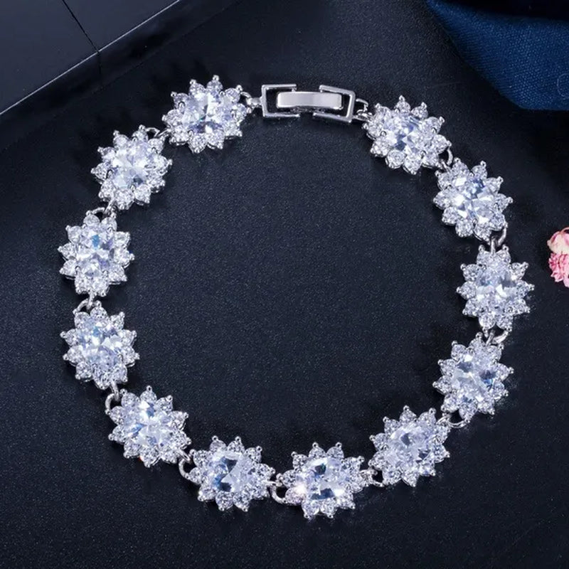 GLORIYA Summer New Bracelets Bangles for Women Red Cubic Zirconia Stone 925 Sterling Silver Plated Fashion Style Jewelry（Size :18 cm）
