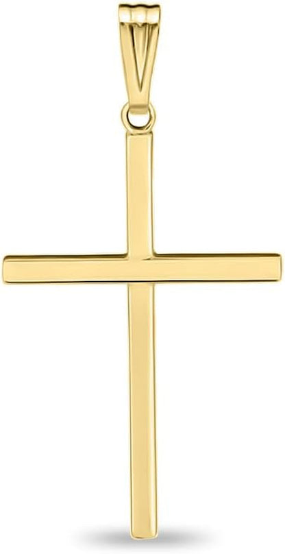 Cross Crucifix Religious Pendant, 1/20 14K Yellow Gold, 1.33 Inch Length, Solid Metal, Unisex, Made in USA