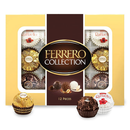 , 12 Count, Premium Gourmet Assorted Hazelnut Milk Chocolate, Dark Chocolate and Coconut Chocolates, Chocolate Gift Box, 4.6 Oz