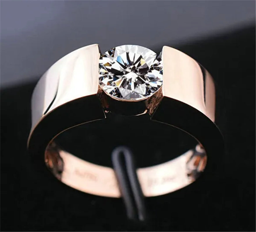Luxury Fashion Man'S and Woman'S Diamond Wedding Ring Silver Ring Titanium Steel Ring Engagement Bijoux Jewelry