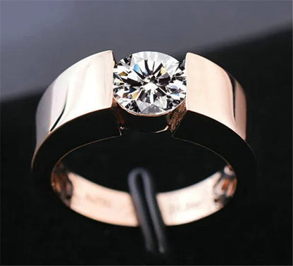 Luxury Fashion Man'S and Woman'S Diamond Wedding Ring Silver Ring Titanium Steel Ring Engagement Bijoux Jewelry