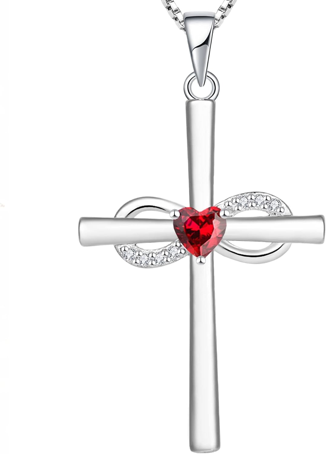 Infinity Cross Necklace Sterling Silver Crucifix Pendant Gemstones Criss Jewelry for Women