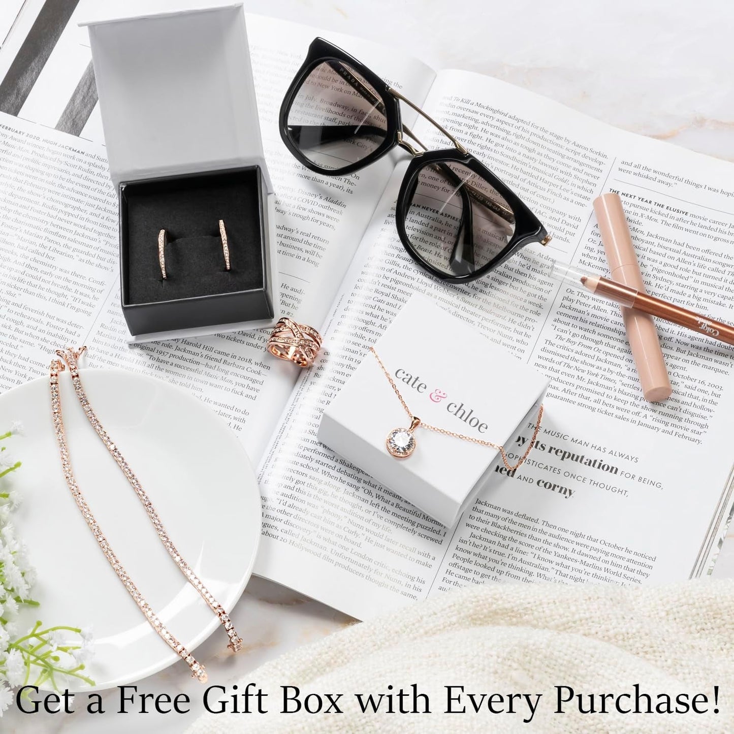 Royal 18K White Gold Plated Birthstone Necklace for Women, Silver round Cut Halo Crystal Necklace with Simluated Diamond Crystals, Jewelry for Women