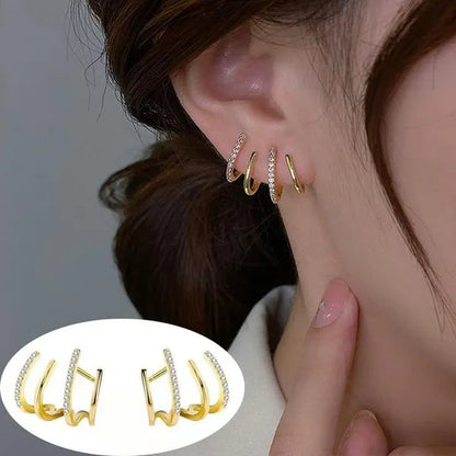 Shiny Four-Claw Earrings Ladies Exquisite Zircon Earrings Girls Birthday Party Wedding Temperament Earrings Niche High-End Earrings