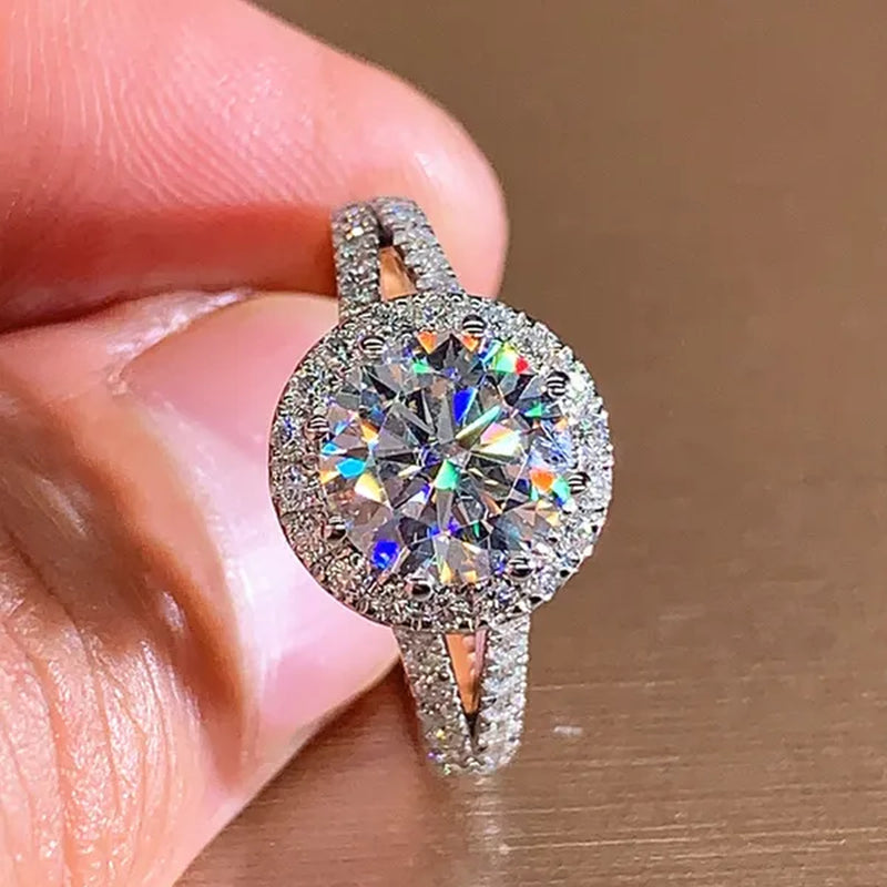 Luxury Women'S Fashion Silver Color Ring Elegant Female Engagement Wedding Party Anniversary Gift