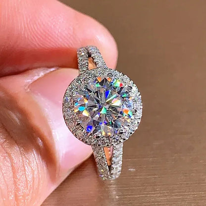 Luxury Women'S Fashion Silver Color Ring Elegant Female Engagement Wedding Party Anniversary Gift