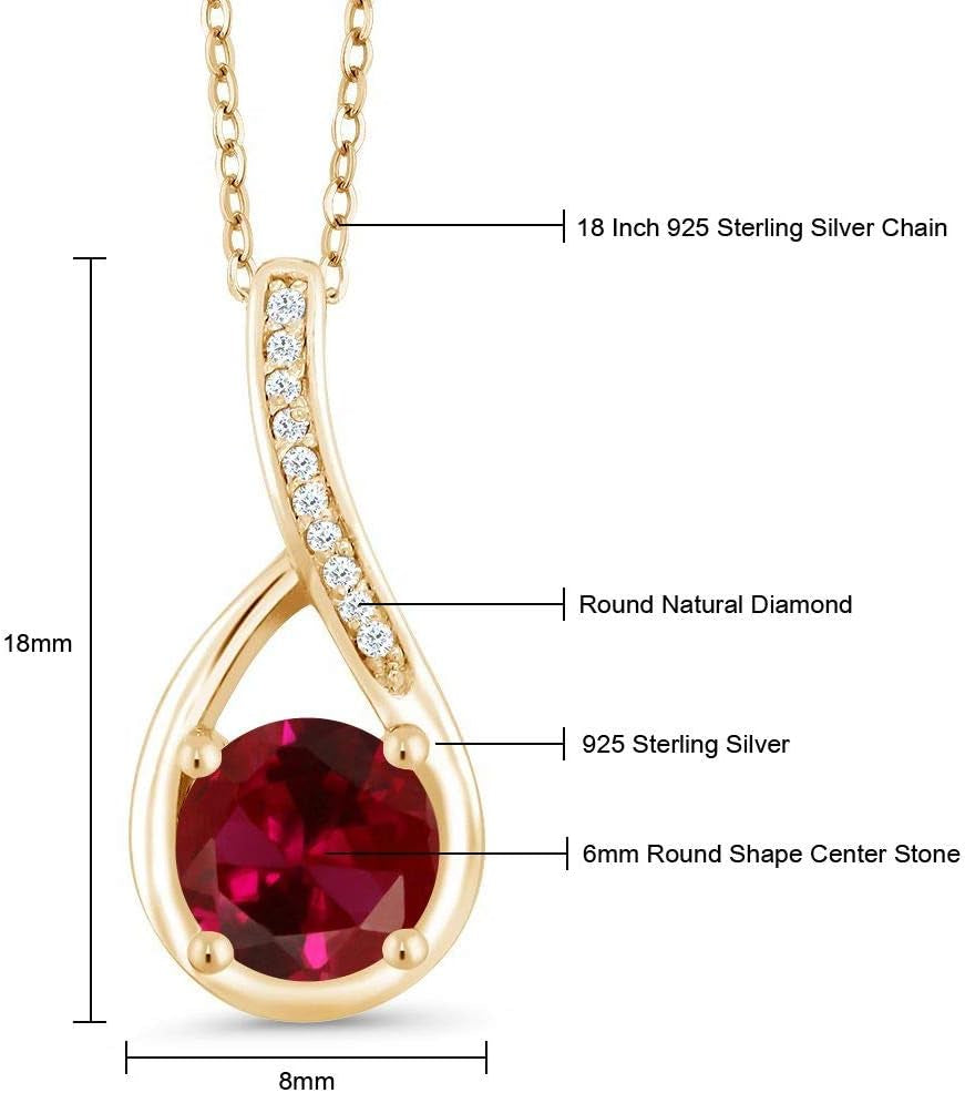 925 Sterling Silver 6MM round Gemstone Birthstone and White Diamond Necklace | Infinity Pendant Necklace for Women | with 18 Inch Chain